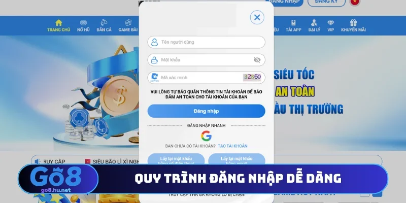 Quy trình đăng nhập dễ dàng